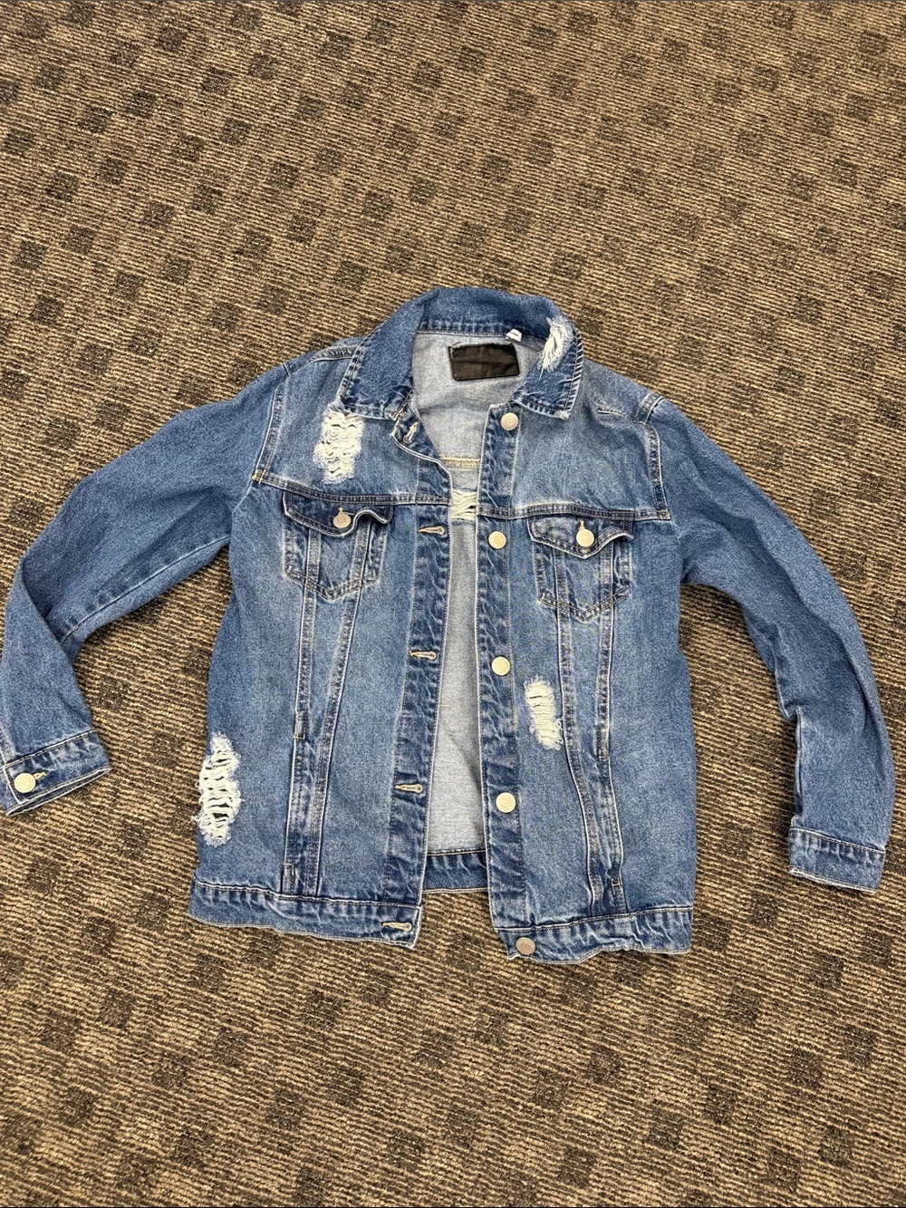 refuge‎  Blue Distressed Denim Trucker Jacket sz Small